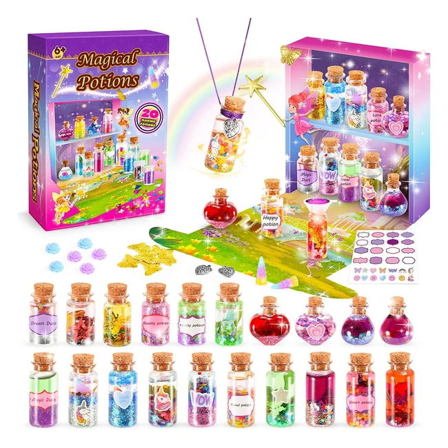 Kit de pociones de hadas Adeokay con 20 botellas mágicas y manualidades para niños