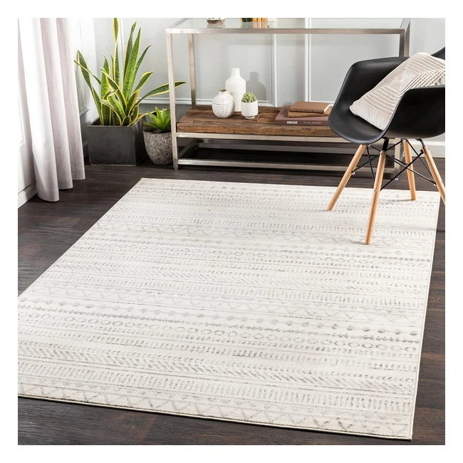 Surya Madrid Geometric Rug Scandi Area Rugs Easy Care Pile Large Offwhite 150x21