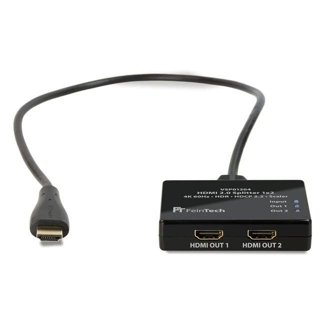 Divisor HDMI Splitter 1x2 Ultra HD 4K 60Hz HDR con Escalador - Feintech VSP01204