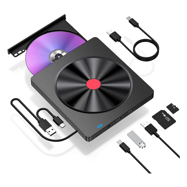 Grabadora Externa USB 3.0 Tipo C CD/DVDRW ROM Reproductor SD TF Lector PC/Mac/Windows 111087XPVista