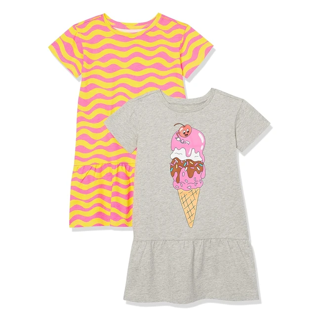 Lot de 2 Robes T-shirt Spotted Zebra en Tricot Fille - Manches Courtes - Coupe D