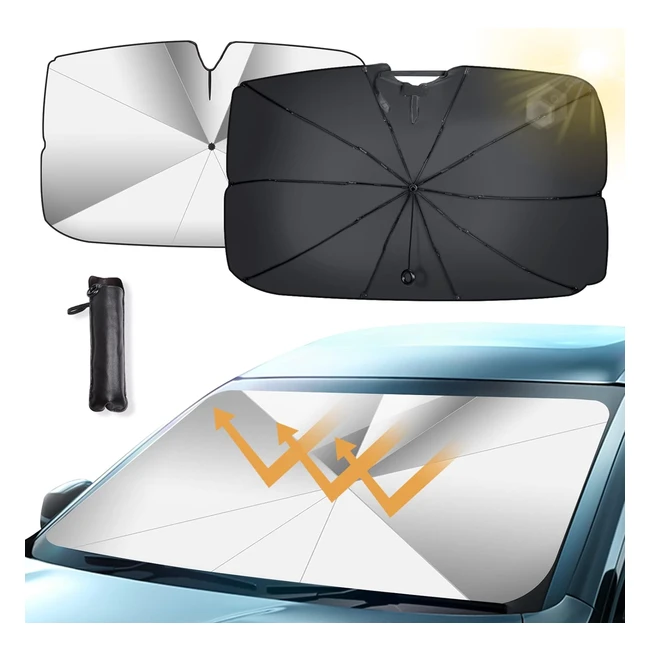Parasol delantero para coche Oziral - Protección UV - Evita arañazos - Plegable - 79cmx140cm