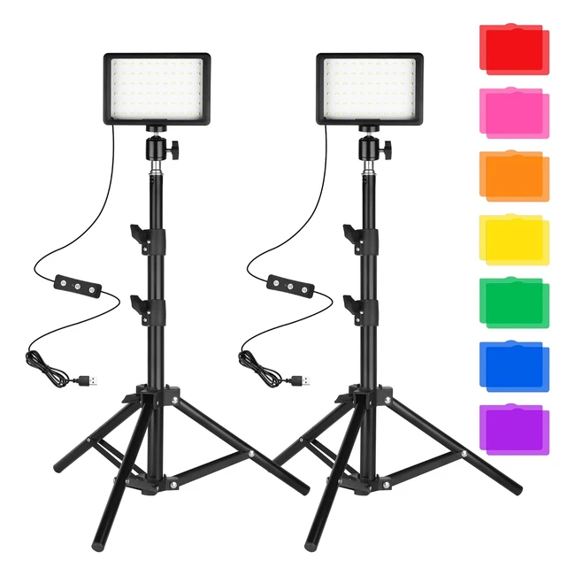 Luz LED Foto Vdeo 2Pack CIFOTTO Dimmable 5600K USB - Trpodes Filtros - Estud
