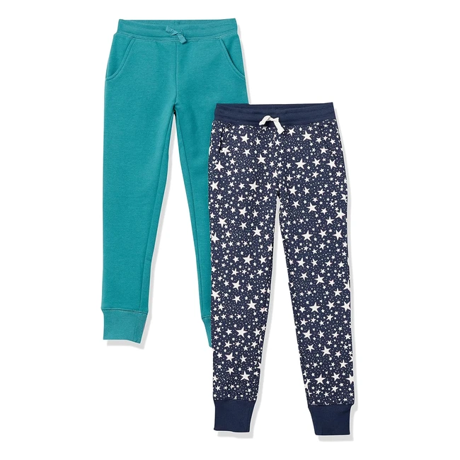 Lot de 2 Pantalons de Jogging Fille Amazon Essentials - Bleu Marine/Vert Sarcelle - Taille 6-7 ans