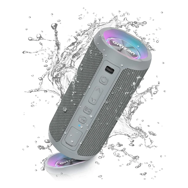 Ortizan Bluetooth Speaker Portable Wireless LED Light Speaker - Enhanced Bass - IPX7 Waterproof - 30H Playtime - Gray
