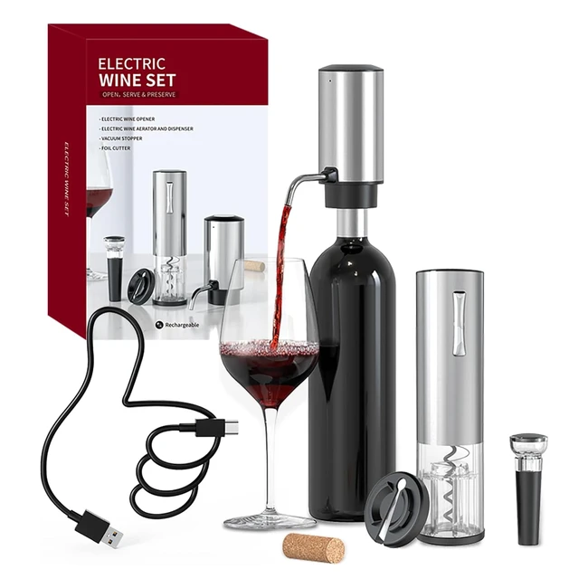 Sacacorchos Eléctrico Circle Joy 4 en 1 - Juego de Regalo Vino