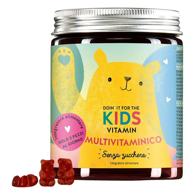 Orsetti Gommosi Multivitaminici per Bambini - Vegani - Complesso Immunitario - 60 Pezzi - Bears with Benefits