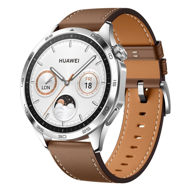 Huawei Watch GT 4 Smart Watch - Up to 2 Weeks Battery Life - Fitness Tracker - Health Monitoring - GPS Integrated - 46mm Leather Brown