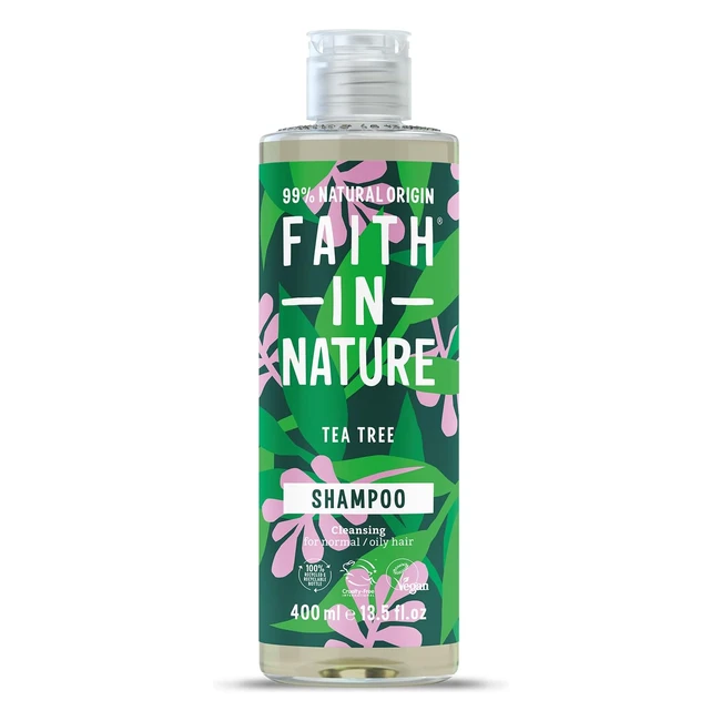 Faith in Nature Tea Tree Shampoo 400ml  Cleansing Vegan  No SLS or Parabens