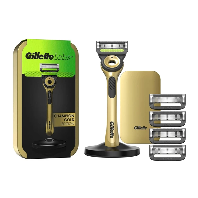 Gillette Labs Champion Gold Edition Rasierer mit Reinigungselement 1 Griff 5 Ersatzklingen