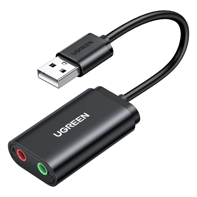 UGREEN Externe USB Soundkarte Jack USB Adapter für Computer PS5 PS4 - Schwarz