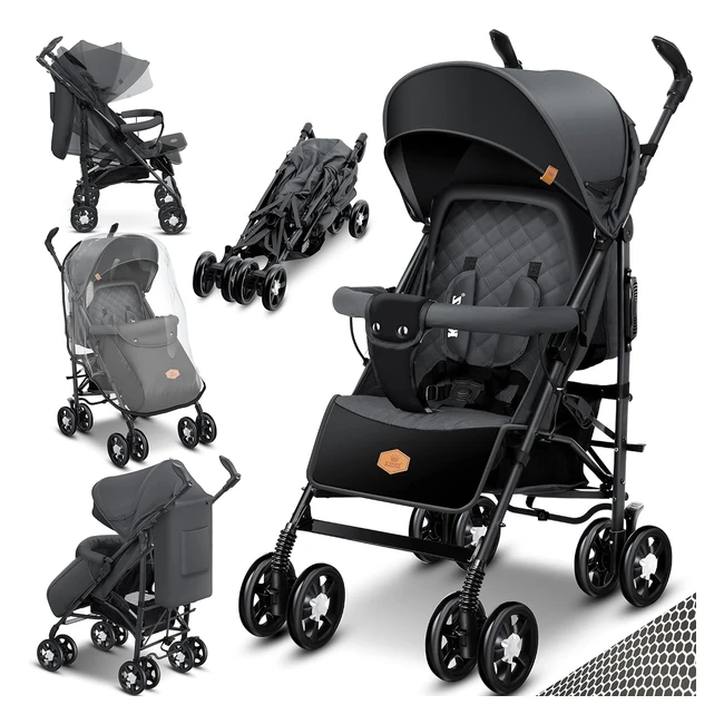 Kidiz Kinderwagen CityPro Buggy Liegebuggy 360° schwenkbare Räder inkl. Moskitonetz und Regenverdeck