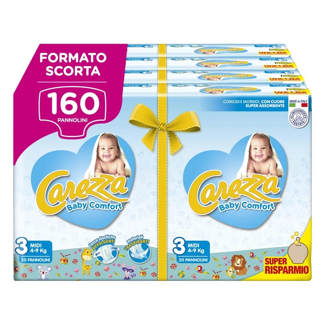 Pannolini Carezza Baby Comfort Midi Taglia 3 - 49 kg - 160 Pannolini