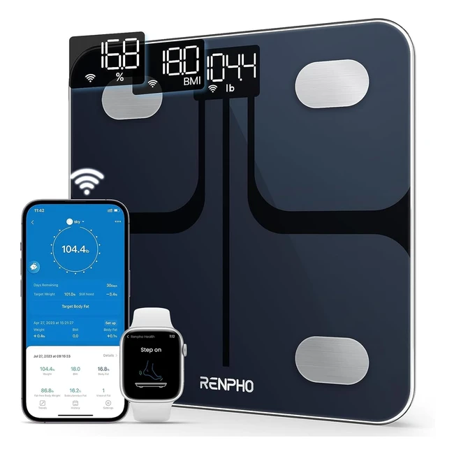 Balance connectée Renpho PSE-WIFI pour mesurer la graisse corporelle avec application smartphone fitness technologie Stepon noir