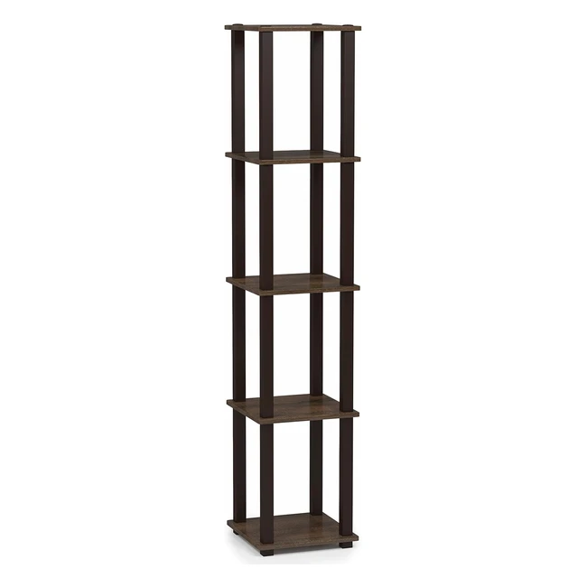 Furinno Turnstube 5Tier Corner Square Rack Display Shelf WalnutBrown #Storage #Organization #HomeDecor