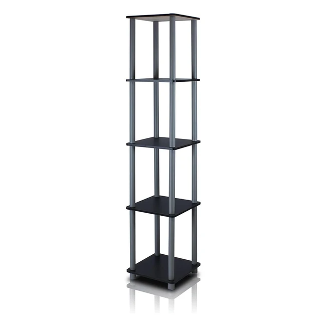 Furinno Turnntube 5-Tier Corner Square Rack Display Shelf Black/Grey #D2345