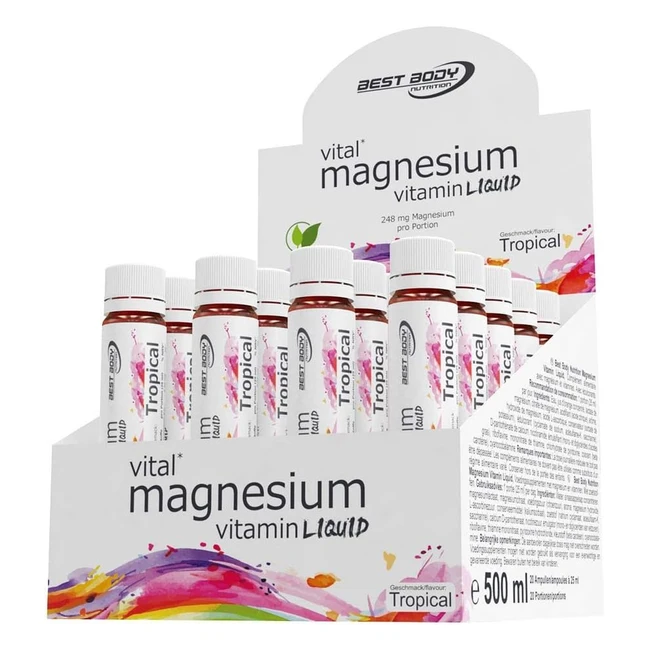Best Body Nutrition Magnesium Vitamin Liquid Tropical 20 Ampullen 25 ml 500 ml -