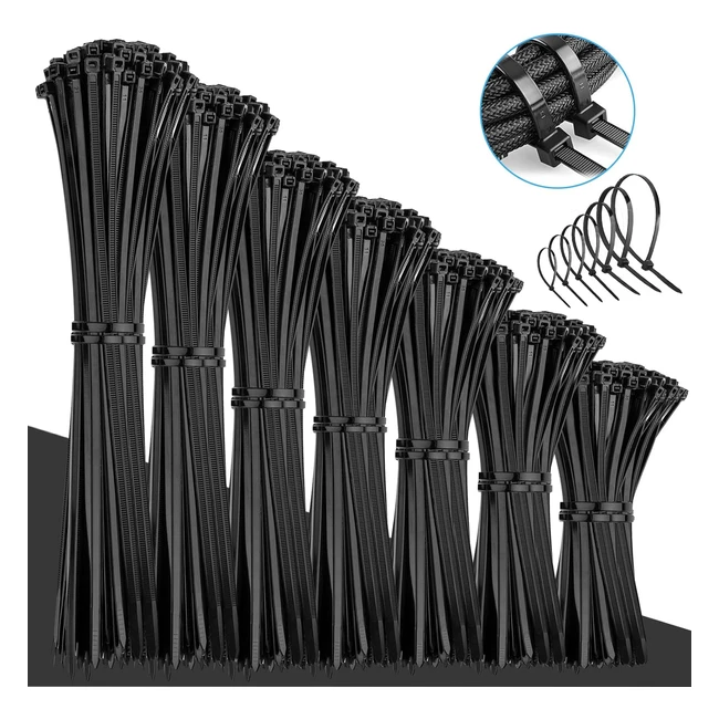 vfandv 1000 piezas bridas plastico negras 100150200250300mm resistente temperatura