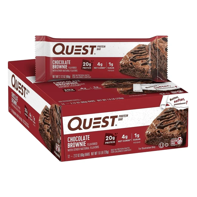 Quest Bar Schokoladen-Brownie 12er Pack 720 g - Proteinriegel mit 21 g Protein, 5 g Netto-Kohlenhydraten