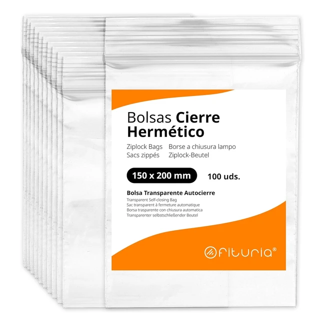 Bolsas Ziplock Transparentes Ofituria 100 Unidades 150 x 200 mm - Reutilizables y Hermeticas
