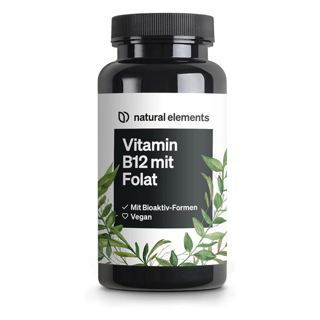 Vitamin B12 Tabletten 180 Stück für 6 Monate - Hochdosiert mit 500g Vit B12 und 200g Folsäure pro Tagesdosis