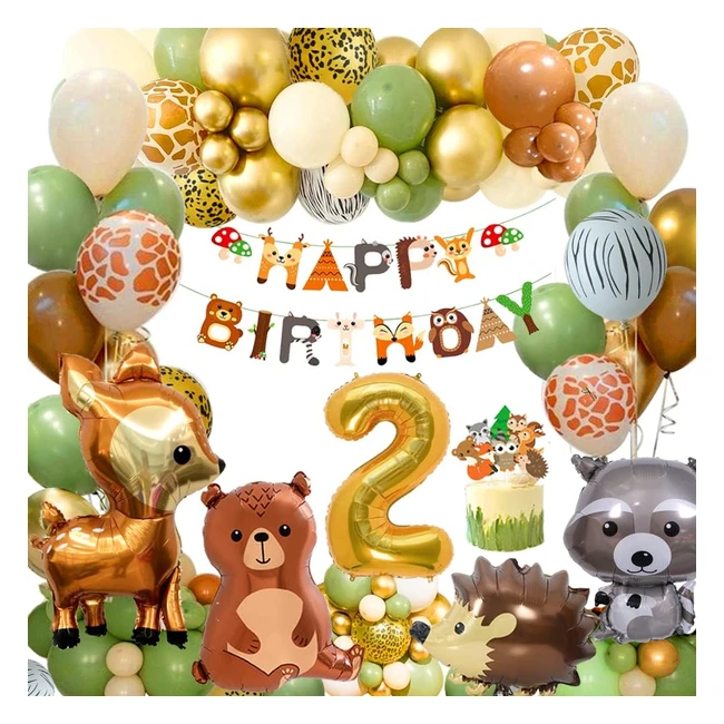 Palloncini Compleanno 2 Anno Fubabco - Kit Decorazioni Bimbo - Safari Giungla - 