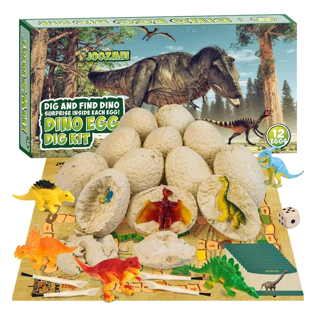 Kit di Scavo Dinosauri per Bambini - Giocattolo Educativo con 12 Uova e Tappeto 