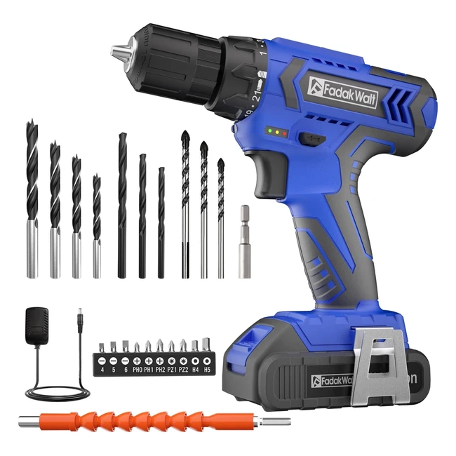 Fadakwalt Avvitatore a Batteria Trapano Avvitatore 20V Kit da Avvitatore Elettrico 211 Coppie Set Accessori Fai da Te 2 Velocit Legno Metallo