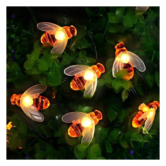 Honey Bee Fairy String Lights 7m24ft 8 Mode Solar Garden Lights