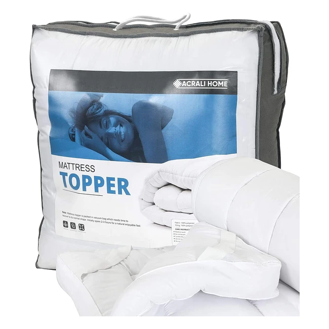 Acrali Home Mattress Topper Double Deep Thick Quilted - Fluffy Hypoallergenic Mi