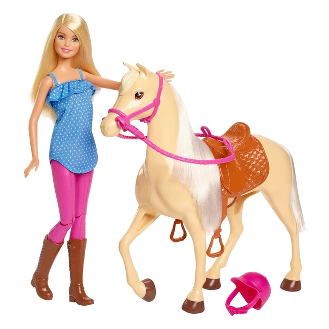 Barbiepuppe & Pferdespielzeug BarbieReitzubehr FXH13 - Rosa Helm & Zgel
