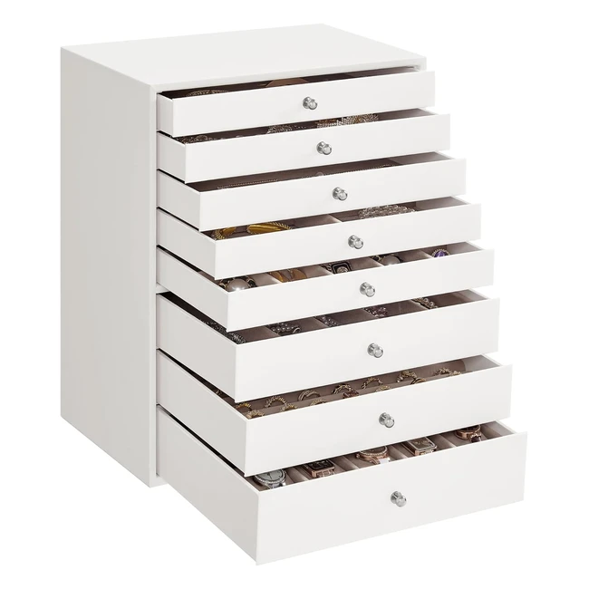 Songmics Jewellery Box 8Tier Organiser JBC008W01 Modern Style Large Capacity Dra