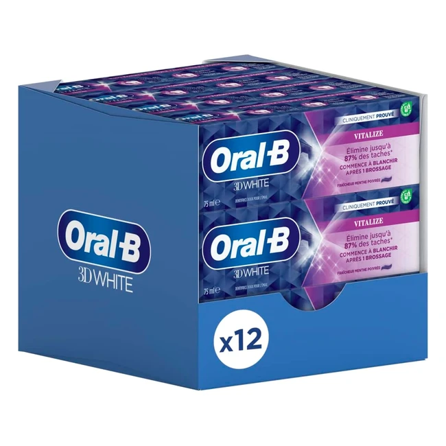 Dentifrice Oral B 3D White Vitalize - Rf 12 x75ml - limine jusqu 87 des