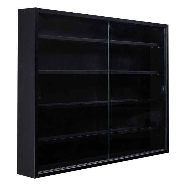 Vitrine Murale Collection Armoire Rangement 4 Étagères Miniatures MDF Noir 80x60x95 cm