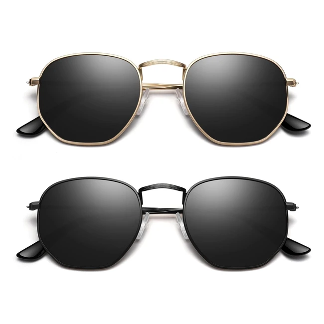 Gafas de Sol Polarizadas Mujer Hombre Sunier UV400 - Moda Cuadradas Metal Hexago