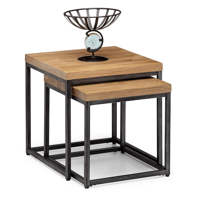 Julian Bowen Brooklyn Nesting Lamp Tables OakGunmetal #IndustrialStyle #SolidOak #BrooklynCollection
