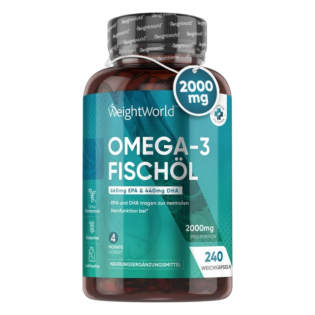 Omega 3 Kapseln 2000 mg Fischl pro Kapsel 240 Stck 1100 mg Omega 3 660 mg EP