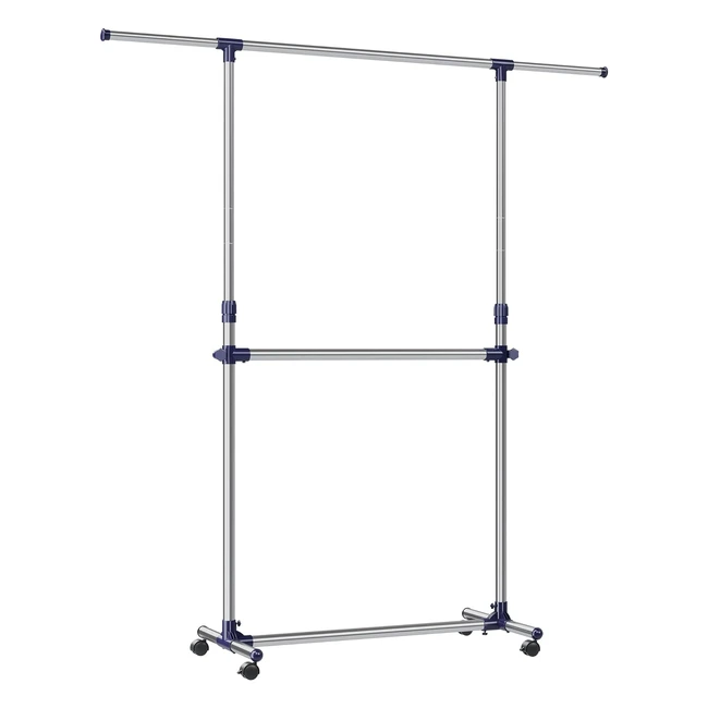 Songmics Adjustable Garment Rack Clothes Hanging Rail Stand - Stainless Steel Cl