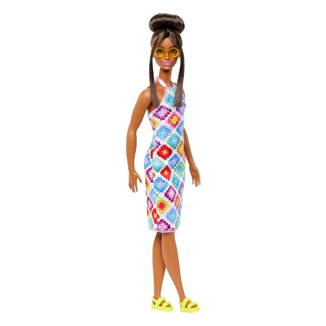Barbie Fashionistas Puppe 210 mit glamoursem Dutt und gehkeltem Halfter Midi