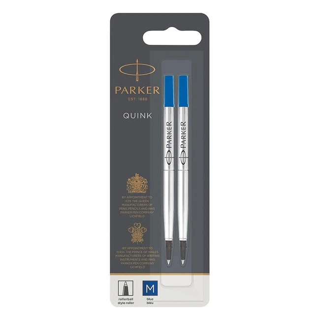 Recharges Stylo Roller Parker Quink Bleue - Lot de 2