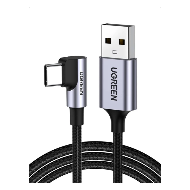 UGREEN Câble USB C Coudé Charge Rapide 3A Nylon Tressé iPhone 15 Pro Max Galaxy S24 Ultra A54 Redmi Note 12 Pro Manette PS5