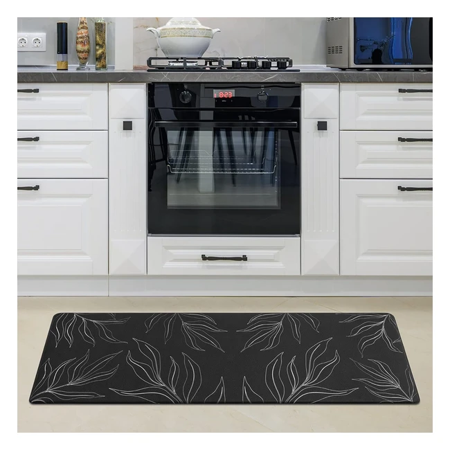 Tapis de Cuisine PVC Noir - Paco Home - Motifs Floraux - Antidrapant - 45x120 