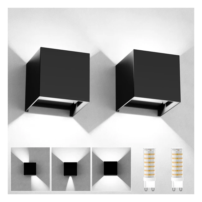 Applique Parete Interno Esterno 2 Pezzi 9W 6000K G9 Sorgente Luminosa Sostituibi