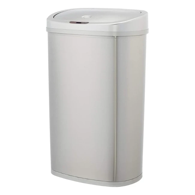 Amazon Basics Stainless Steel Rectangular Dustbin with Handsfree Motion Sensor 50L Silver - Durable, Touch-Free, Odor Locking