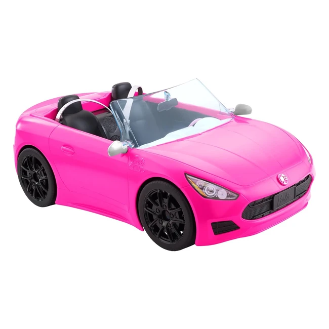 Barbie HBT92 Cabrio Fahrzeug Pink mit Rollen und realistischen Details 2-Sitzer 
