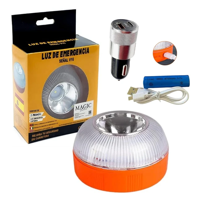 Luz de Emergencia V16 Homologada DGT - Cargador de Coche - Sealizacin Carret