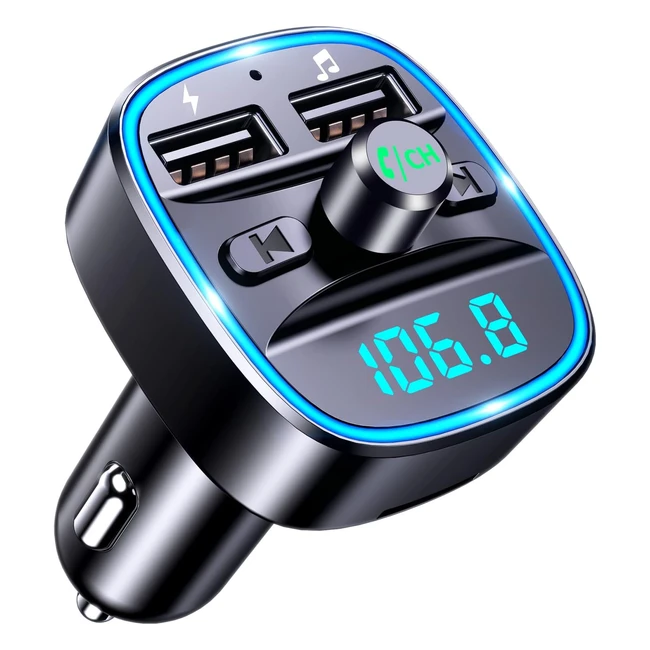MOHARD Bluetooth Car Adapter FM Transmitter Handsfree Calling Dual USB Ports 5V24A 1A LED Screen