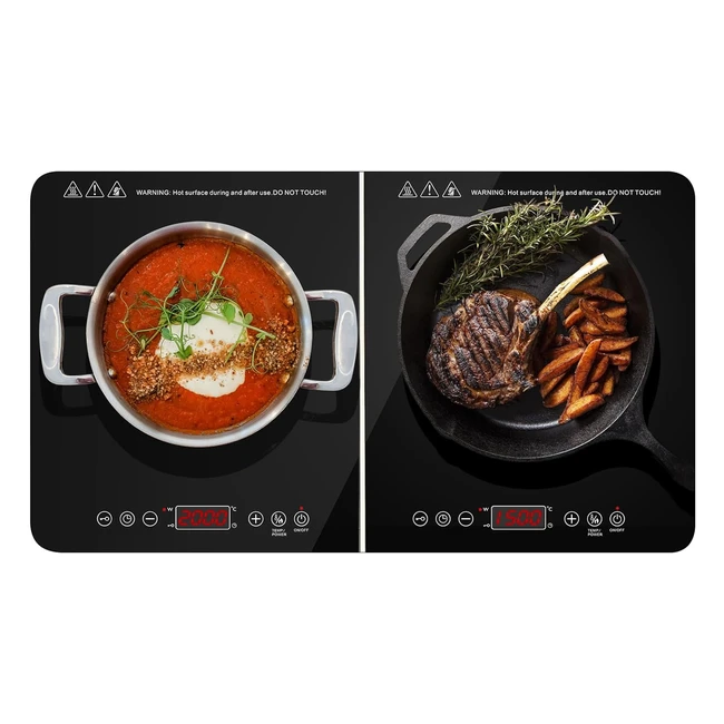 Placa de Induccin Doble 3500W - Cocina Porttil - Sensor Tctil - Temporizad