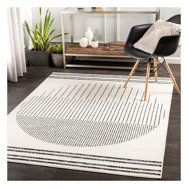 Surya Nairobi Geometric Rug Scandi Area Rugs 130x170cm Black Cream Easy Care Pil
