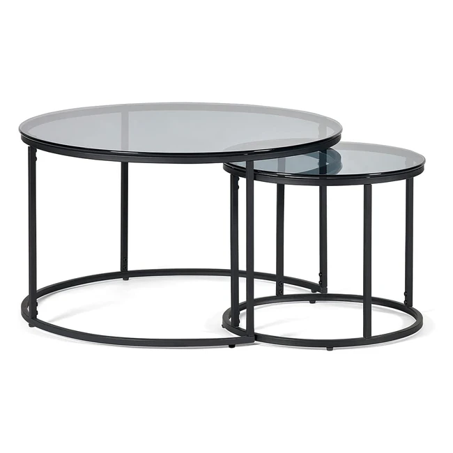 Julian Bowen Chicago Round Nesting Coffee Tables Smoked Glass Black #ContemporaryDesign #OnTrend #Functionality